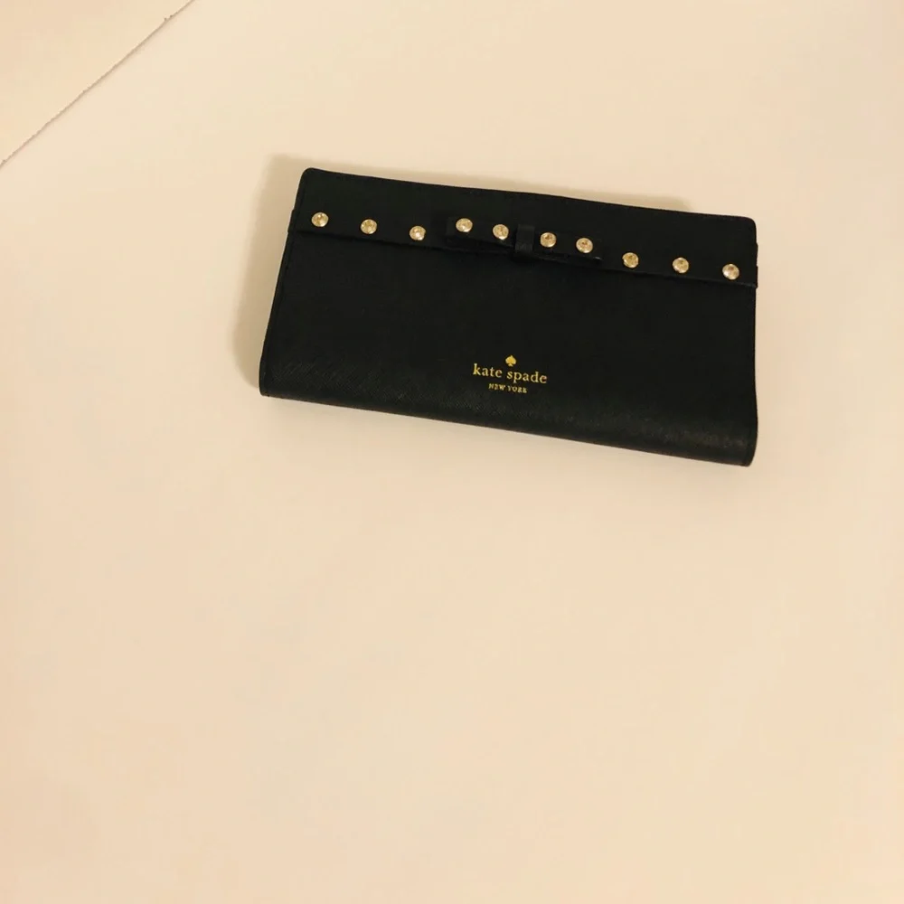 NWT KATE SPADE STACY LAUREL WAY BLACK JEWELED WALLET